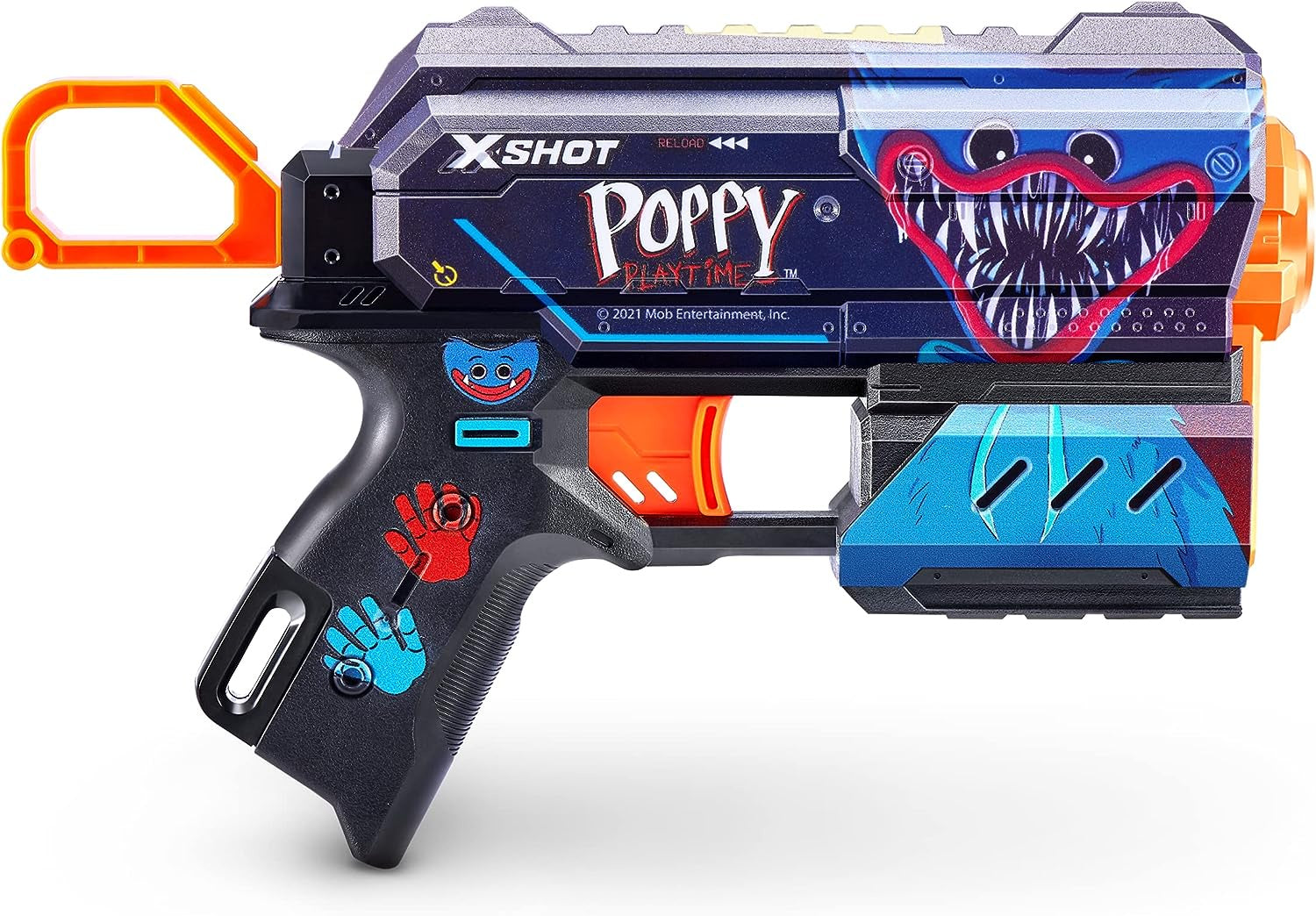 XSHOT Skins Flux, Poppy Playtime Jumpscare Edition (8 Darts), Foam Dart Blaster with Air Pocket Dart Technology, Shoots up to 27m, Collectible Toy Gun for Kids Ages 8+, Boys, Girls, Teens