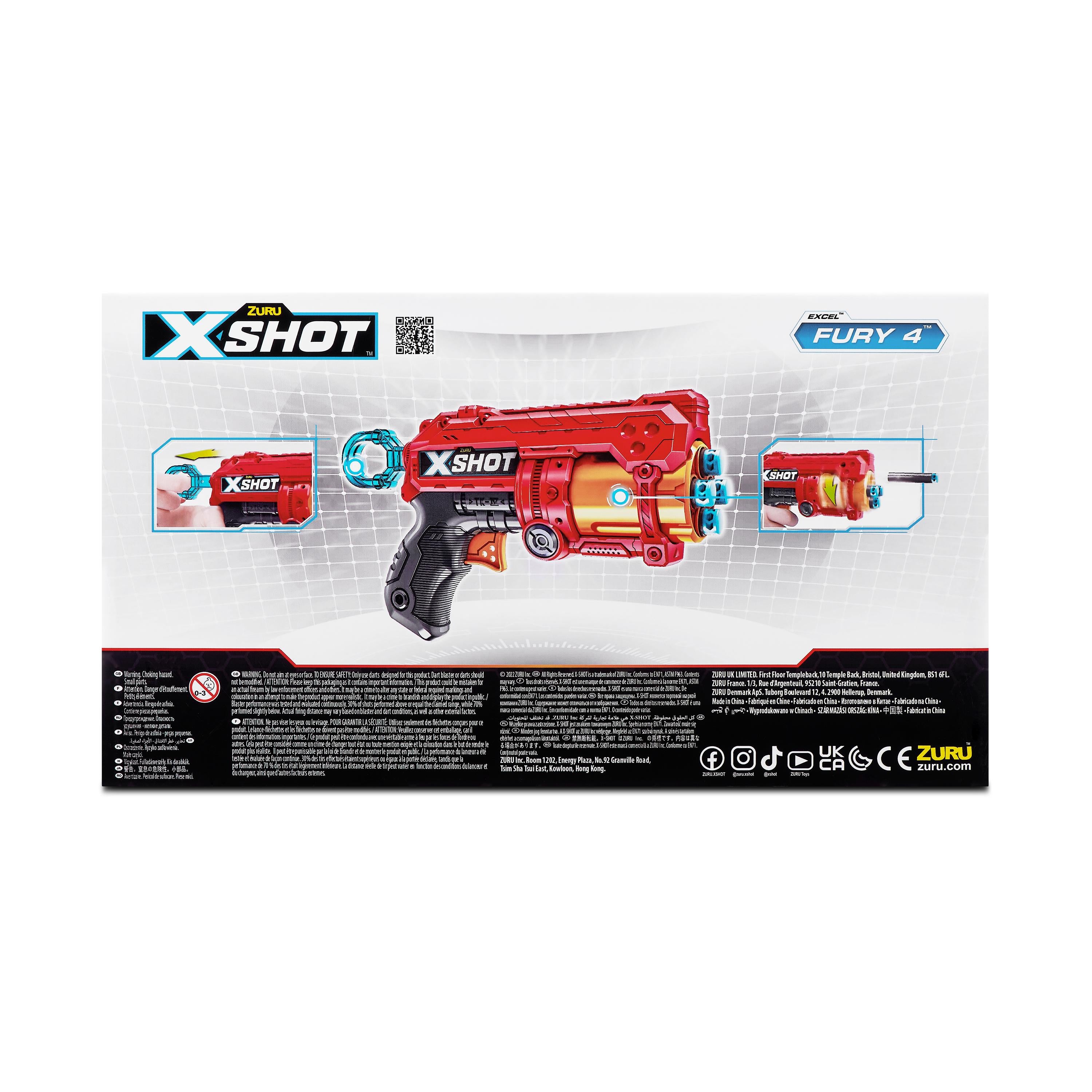 X-Shot Excel Fury 4 Blaster (16 Darts) by ZURU, Foam Dart Gun for Boys & Girls, Ages 8+