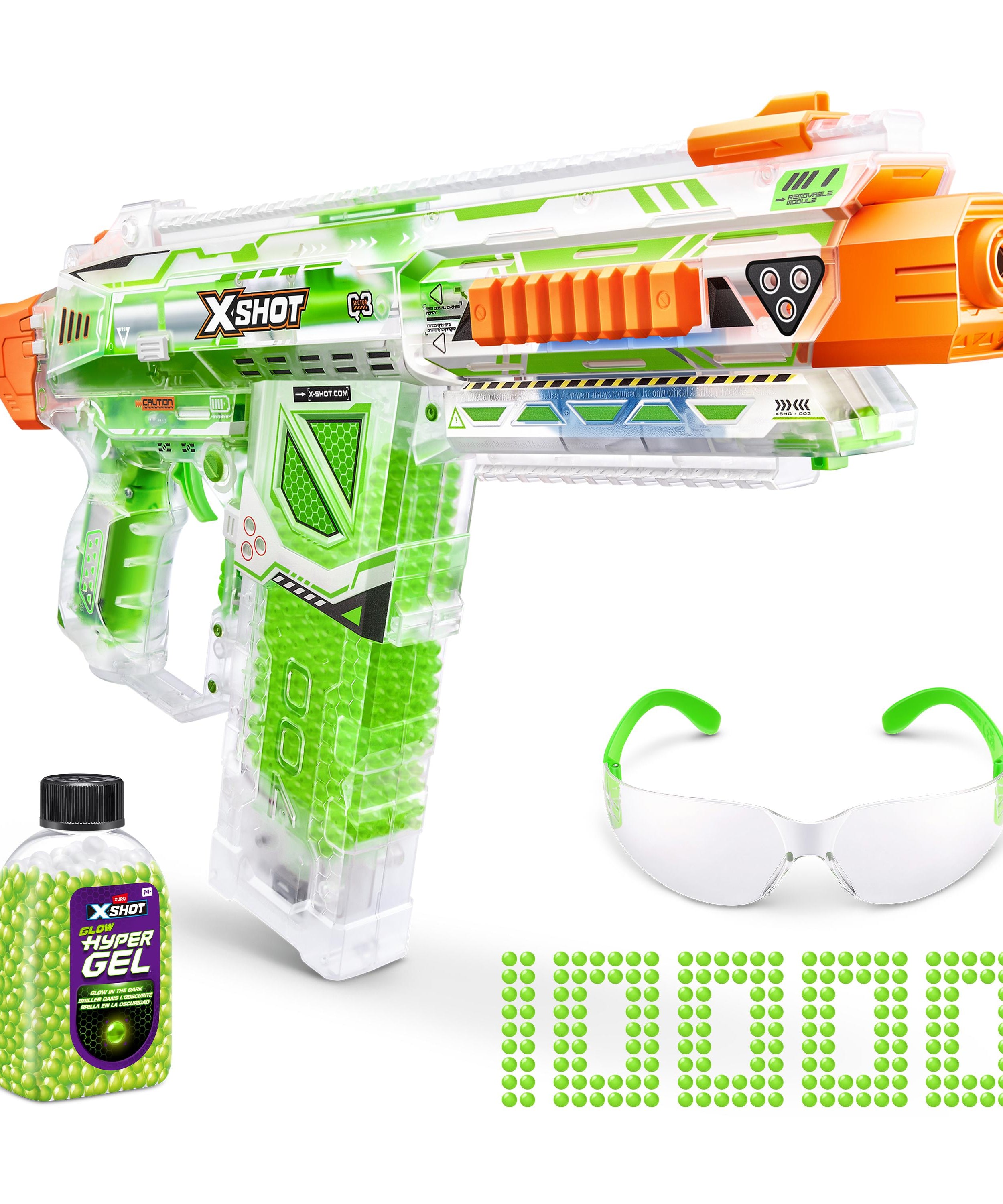 X Shot Hyper Gel Glow In The Dark Large Blaster, Toy Gun for Boys, Age 14+