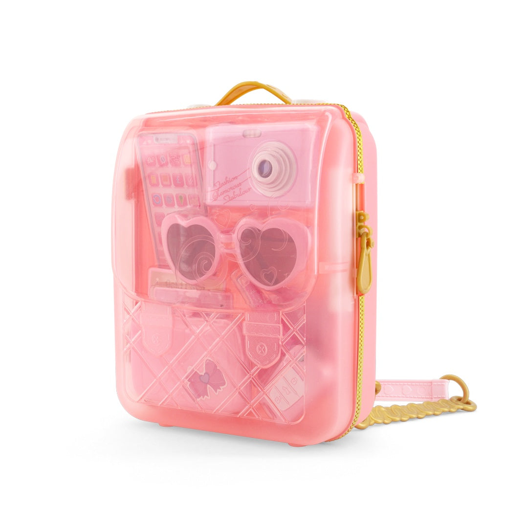 Fulla Beauty Fashion Backpack Playset for Girls Ages 3+ with Light-Up Camera & Phone, Makeup Accessories, and Pretend Play Items