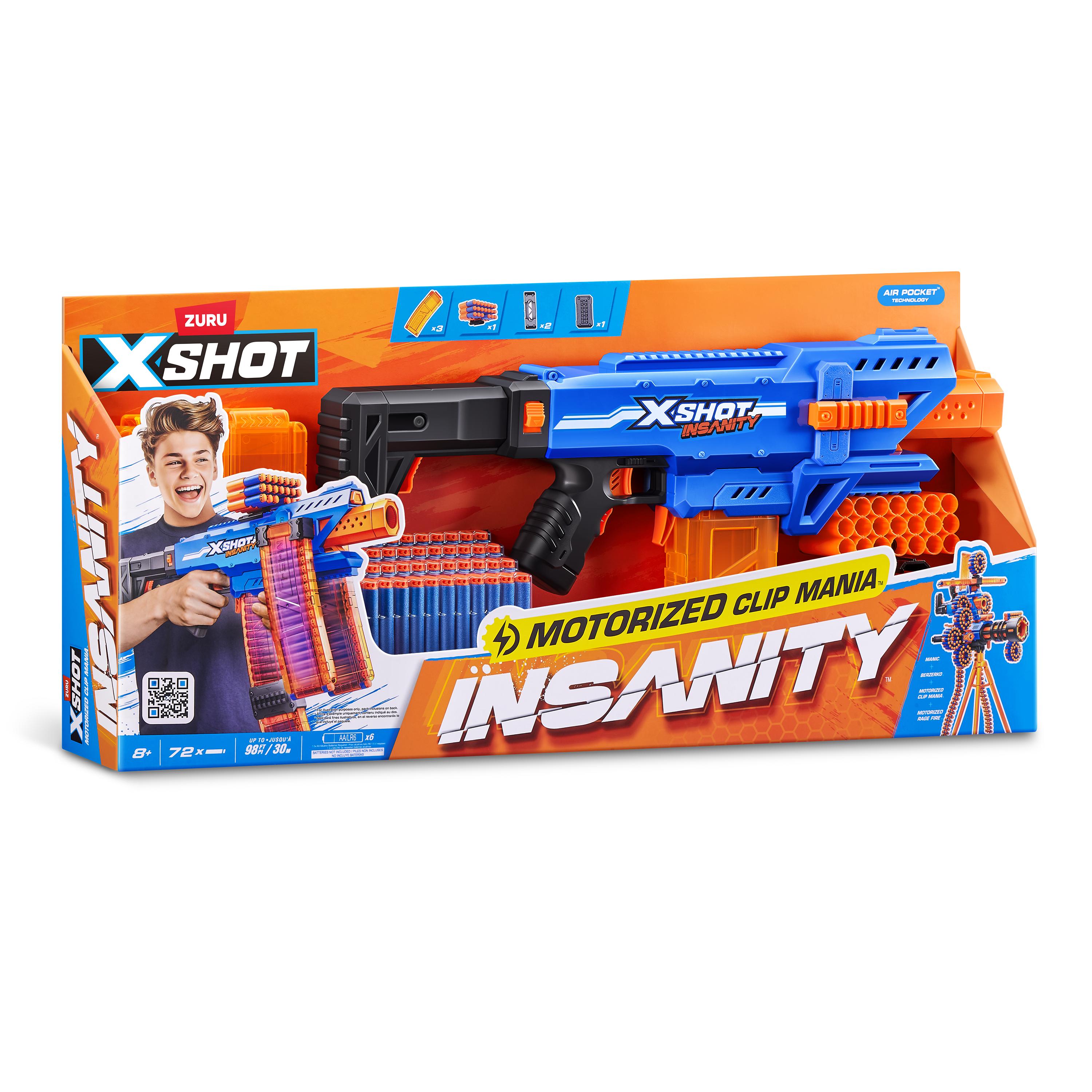 X Shot Insanity Motorised Clip Blaster, High Power Toy Gun for Boys, Age 8+