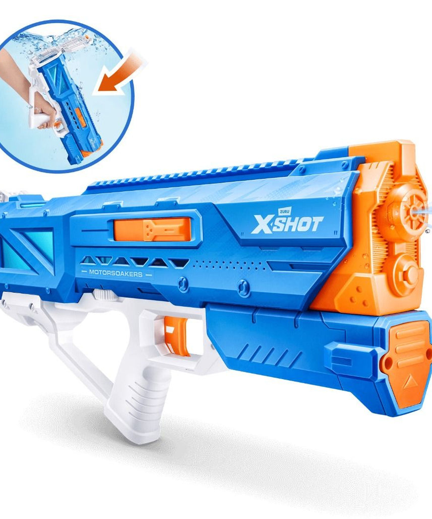 XSHOT Water Fast Fill Motor Soaker Hydra Pulse Water Toy Gun, Motorized Water Blaster with 650ml Capacity, Fast-Fill Technology, Rechargeable Battery, Blasts Up to 29 Feet, Outdoor Summer Water Toy for Boys and Girls Age 8+