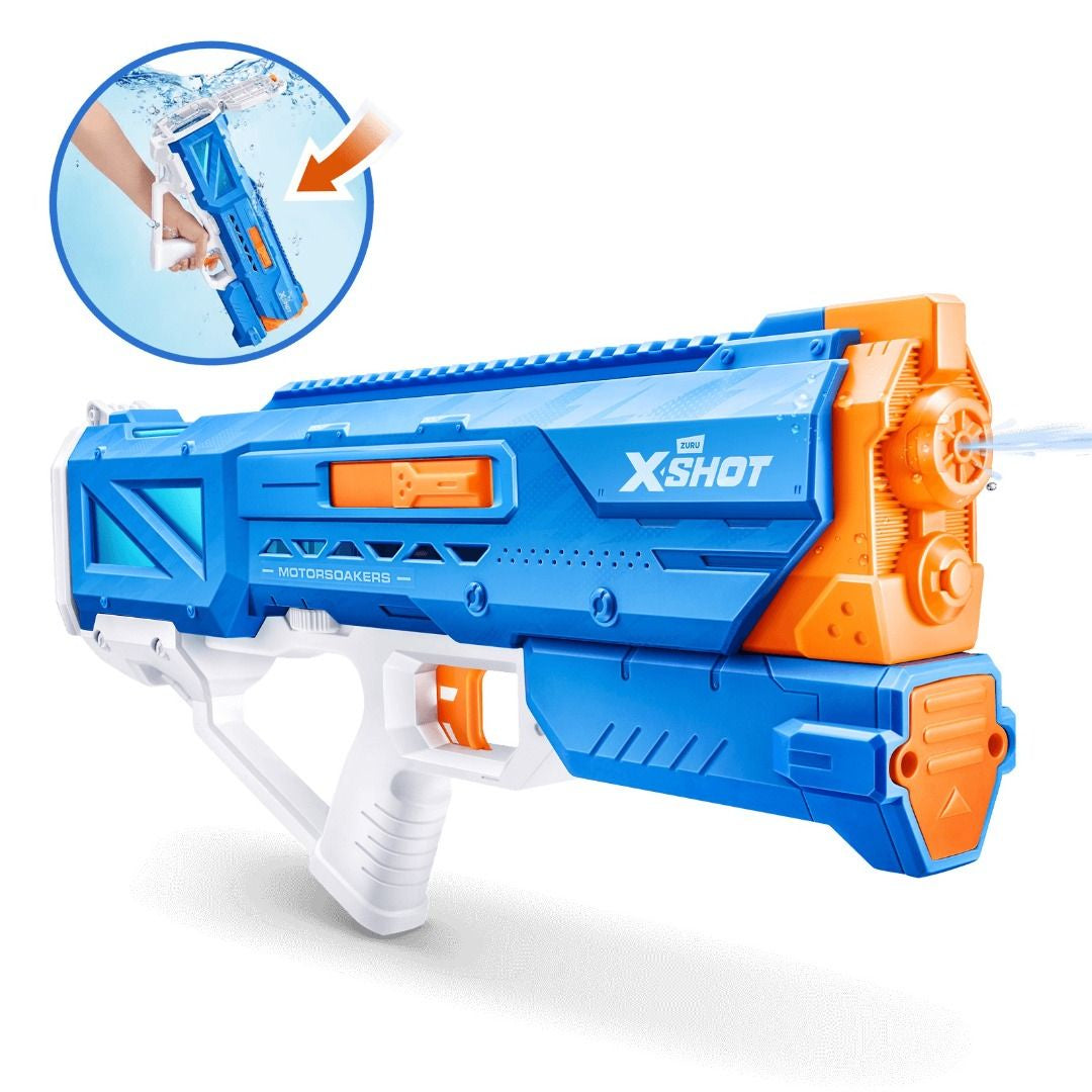 XSHOT Water Fast Fill Motor Soaker Hydra Pulse Water Toy Gun, Motorized Water Blaster with 650ml Capacity, Fast-Fill Technology, Rechargeable Battery, Blasts Up to 29 Feet, Outdoor Summer Water Toy for Boys and Girls Age 8+