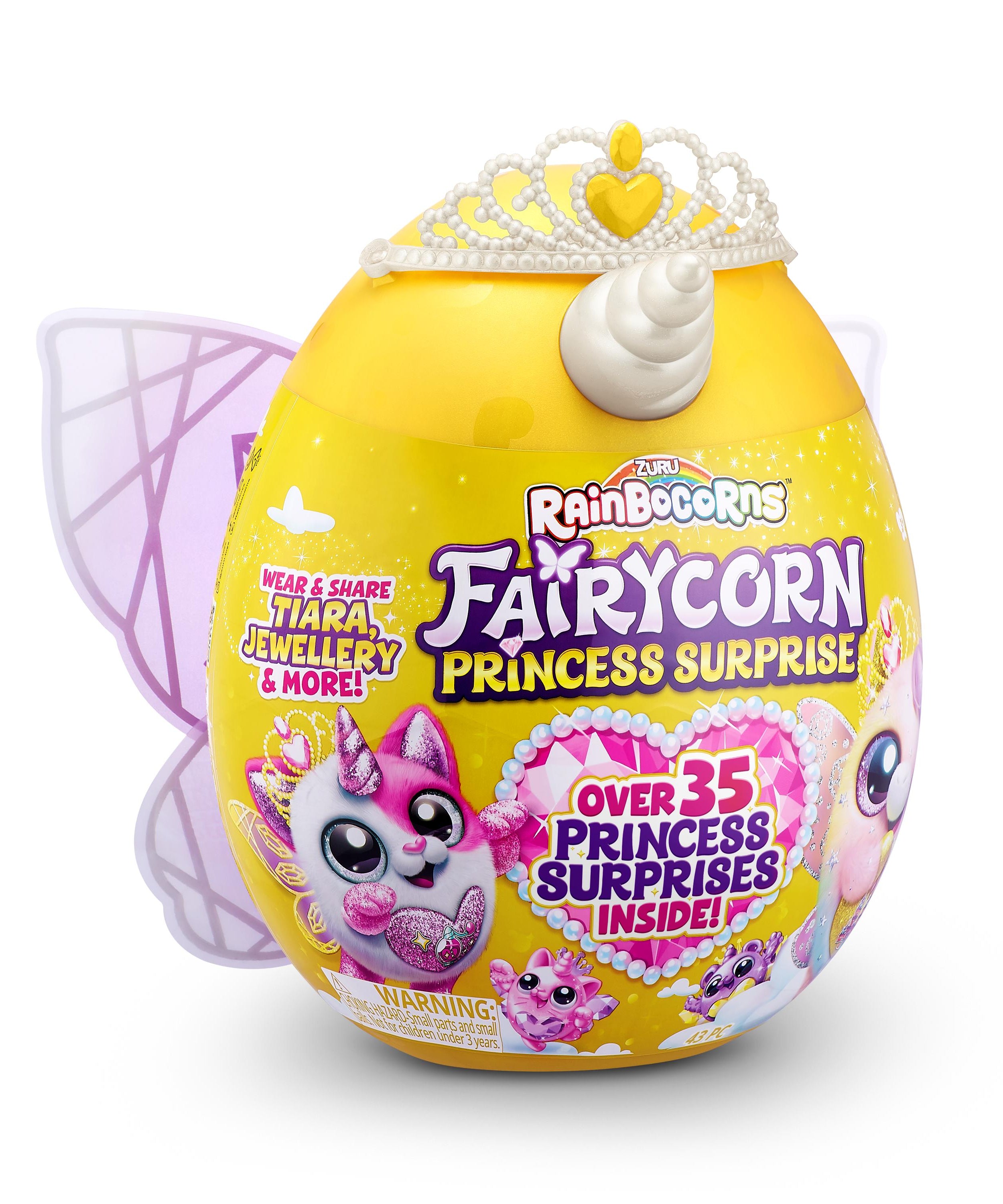 Rainbocorns Fairycorn Princess Surprise (Puppy) 11" Collectible Plush Toy with 35+ Surprises, Fairy Wings, Tiara, Wand, Boo-Boocorn, and Surprise Egg, Soft Toy for Girls Ages 3+
