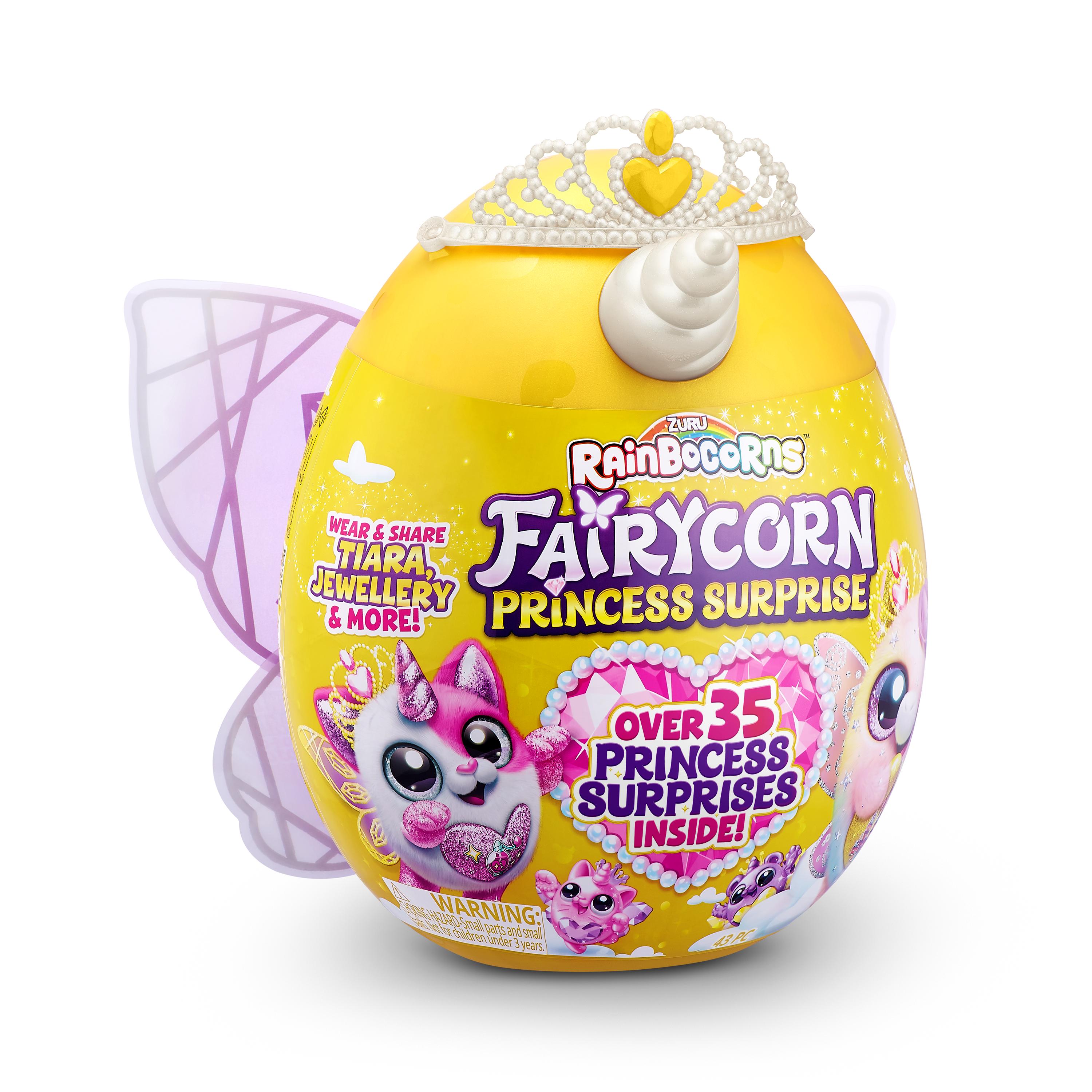 Rainbocorns Fairycorn Princess Surprise (Puppy) 11" Collectible Plush Toy with 35+ Surprises, Fairy Wings, Tiara, Wand, Boo-Boocorn, and Surprise Egg, Soft Toy for Girls Ages 3+