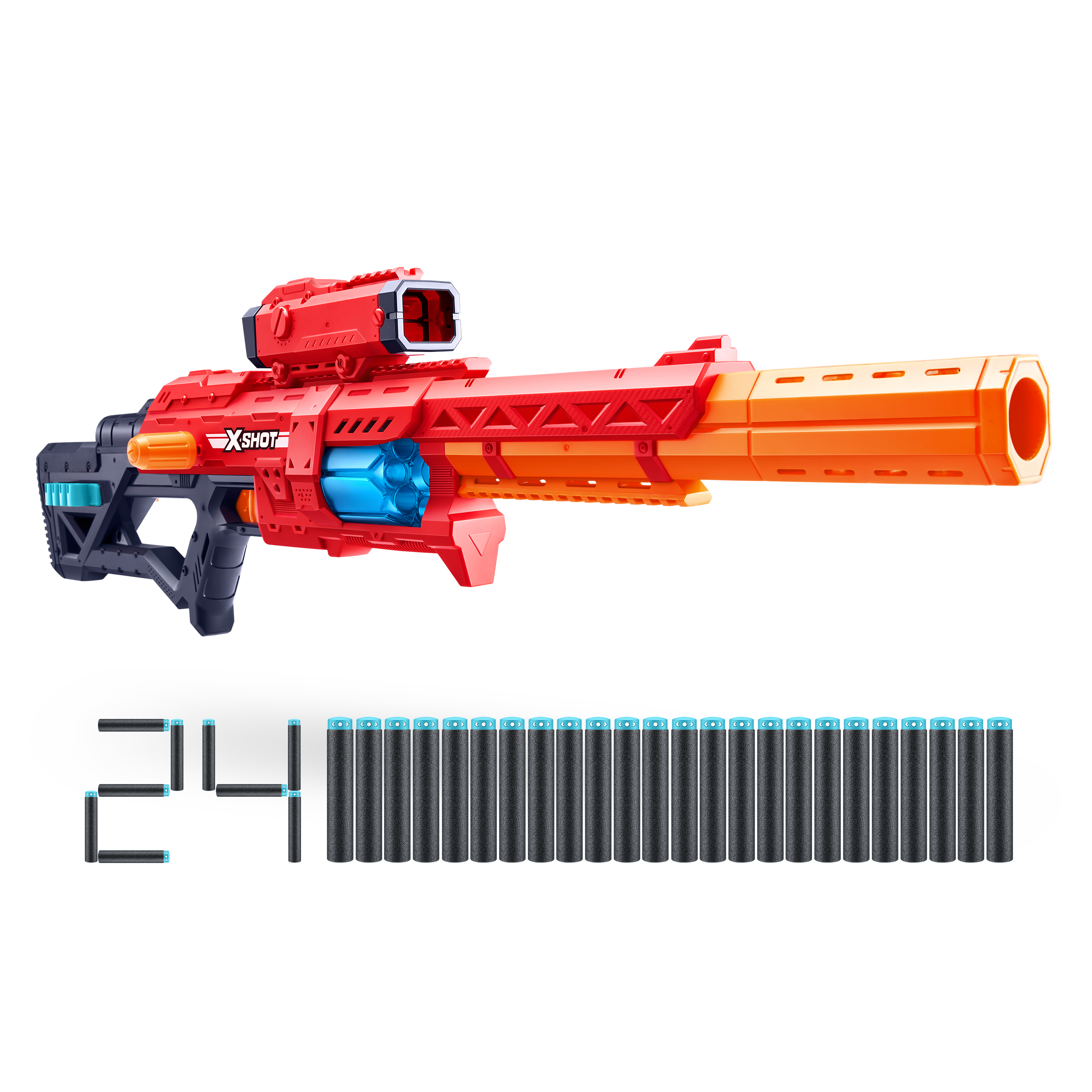 X-Shot Excel Ranger X8 Foam Blaster for Boys & Girls Ages 8+, 24 Darts, Rotating Barrel, Air Pocket Technology, Outdoor Action Toy