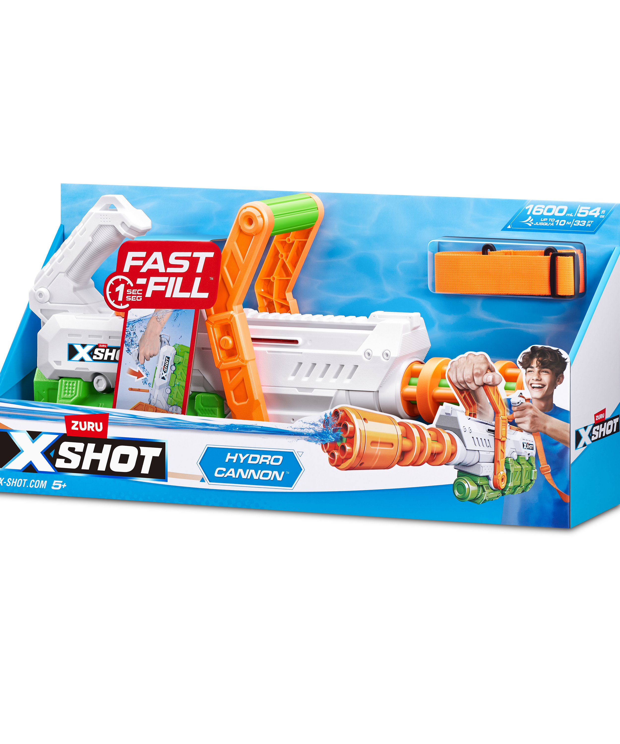 XSHOT Water Hydro Cannon, Fast-Fill Water Blaster with 1600ml Tank & Shoulder Strap, Shoots Up to 10m, Outdoor Water Gun for Kids Teens Adults, Ages 5+