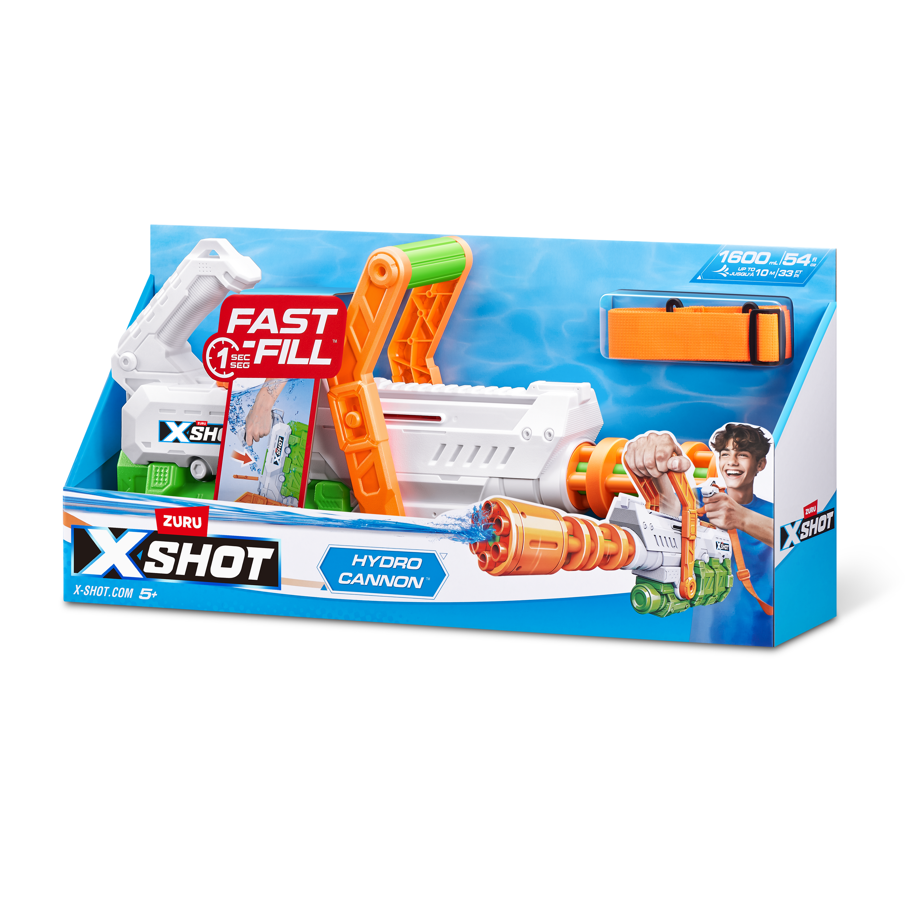XSHOT Water Hydro Cannon, Fast-Fill Water Blaster with 1600ml Tank & Shoulder Strap, Shoots Up to 10m, Outdoor Water Gun for Kids Teens Adults, Ages 5+