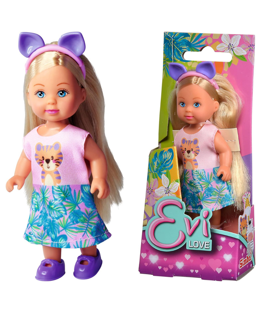 Simba Evi Love Cutie Mini Doll, Cute Animal Outfit with Headband, 12 cm Doll, 3 Assorted Colors, Random Selection, Collectible Toy, Kids Gift, Ages 3+