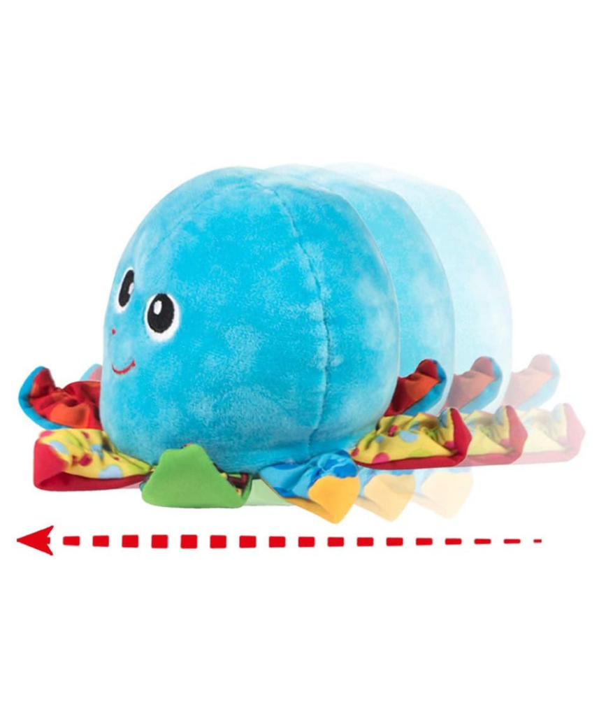 Winfun Electronic Vibration Octopus Toy Blue, Calming Soft Plush Baby Toy with Gentle Vibration, Sensory Development for Infants and Toddlers 3+ Months