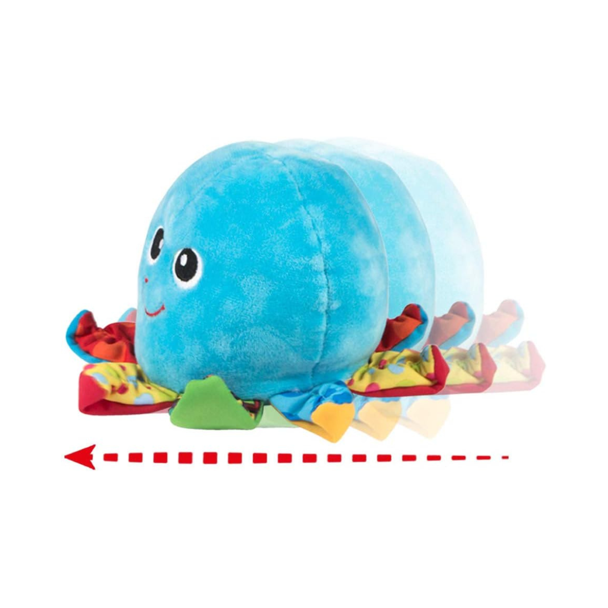 Winfun Electronic Vibration Octopus Toy Blue, Calming Soft Plush Baby Toy with Gentle Vibration, Sensory Development for Infants and Toddlers 3+ Months