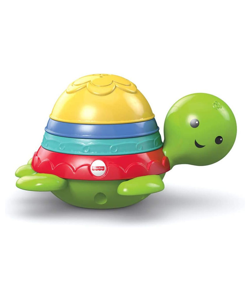 Fisher Price Stack and Strain Bath Turtle, Floating Turtle Bath Toy with Three Stacking Straining Shells, Water Play Toy for Babies, Fine Motor Skill Development, Model DHW16