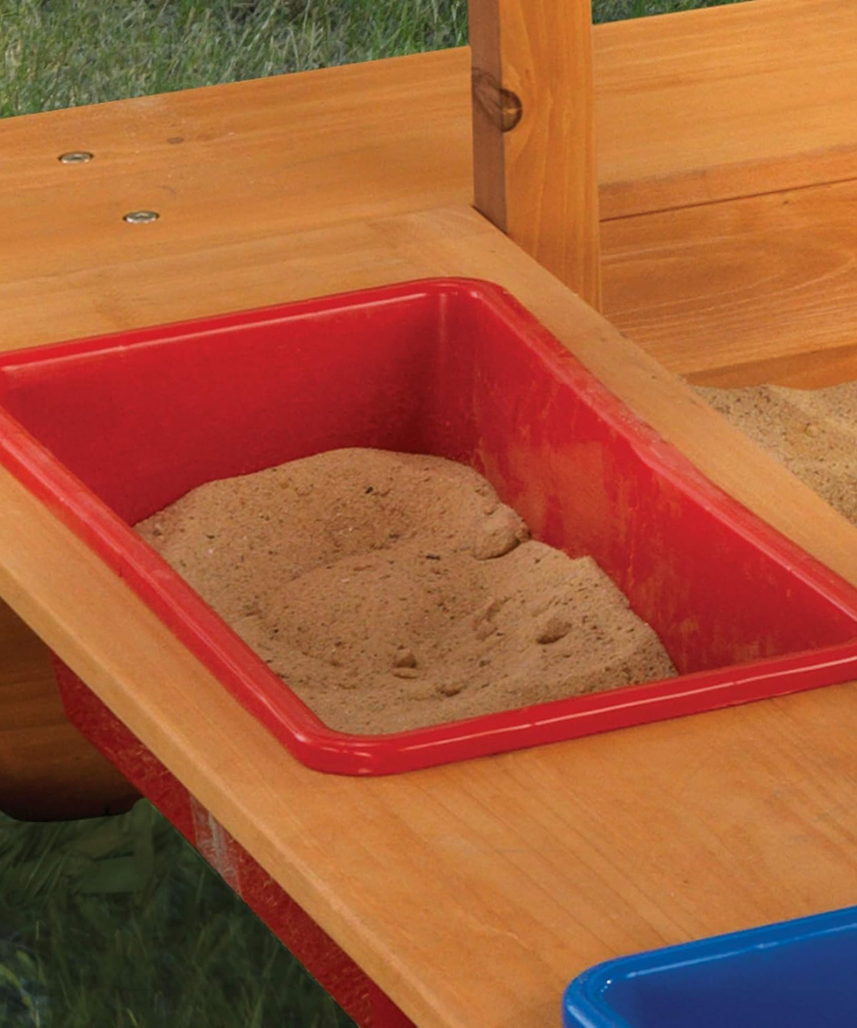 KidKraft 165 Wooden Sandbox with Canopy, Outdoor Sandpit Playset for Kids, Storage Bins, Weather Resistant Wood, Mesh Cover, Garden Sand Toys for Children Ages 3 to 8