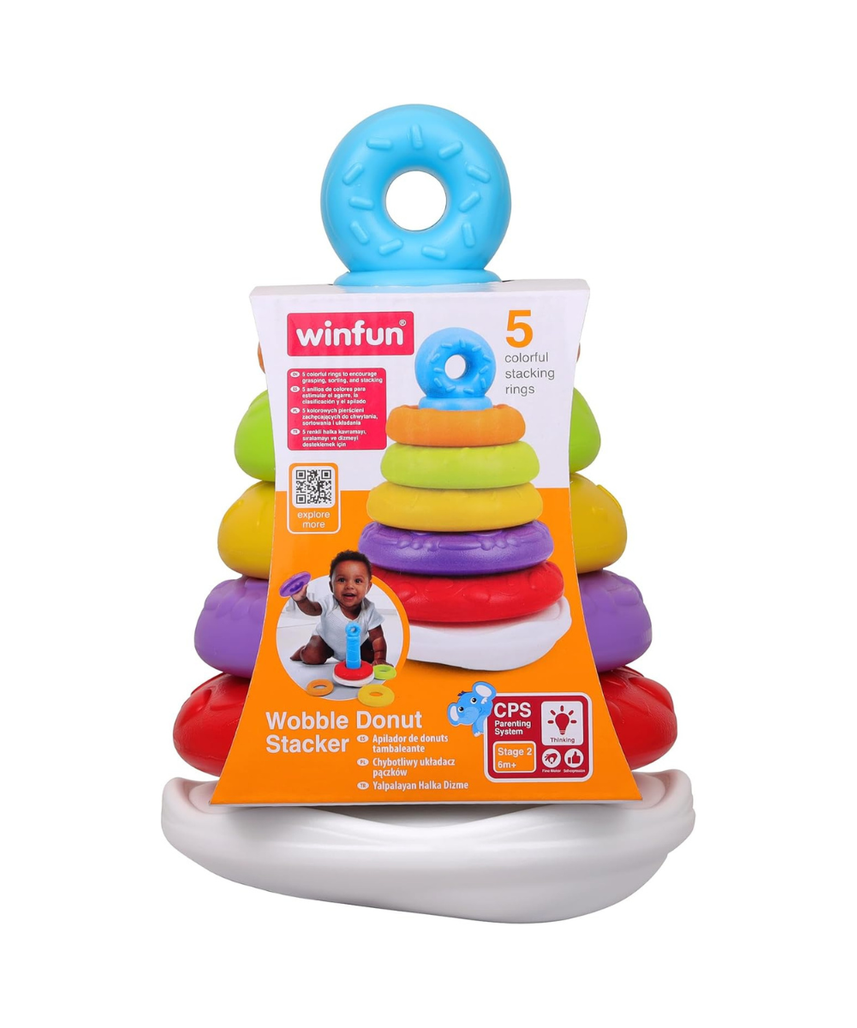 Winfun Wobble Donut Stacker Toddler Toy for Balance Coordination and Motor Skill Development 3+ Years