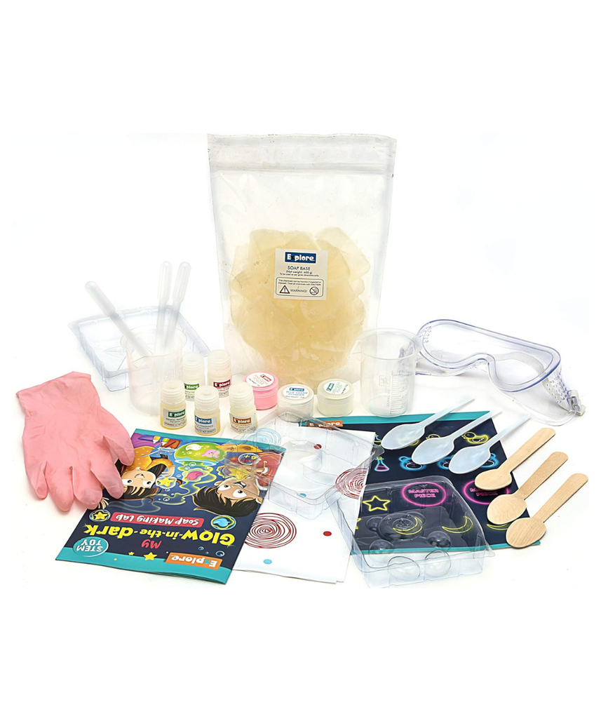 Explore STEM Learner My Glow-in-The-Dark Soap Making Lab, Educational DIY Activity Toy Kit for Boys and Girls 6+, Science Experiment Kit, Safe Tested Materials, One Size