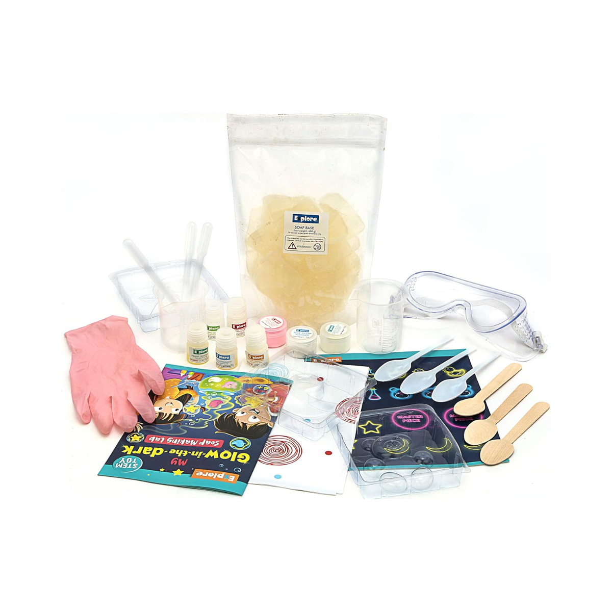 Explore STEM Learner My Glow-in-The-Dark Soap Making Lab, Educational DIY Activity Toy Kit for Boys and Girls 6+, Science Experiment Kit, Safe Tested Materials, One Size