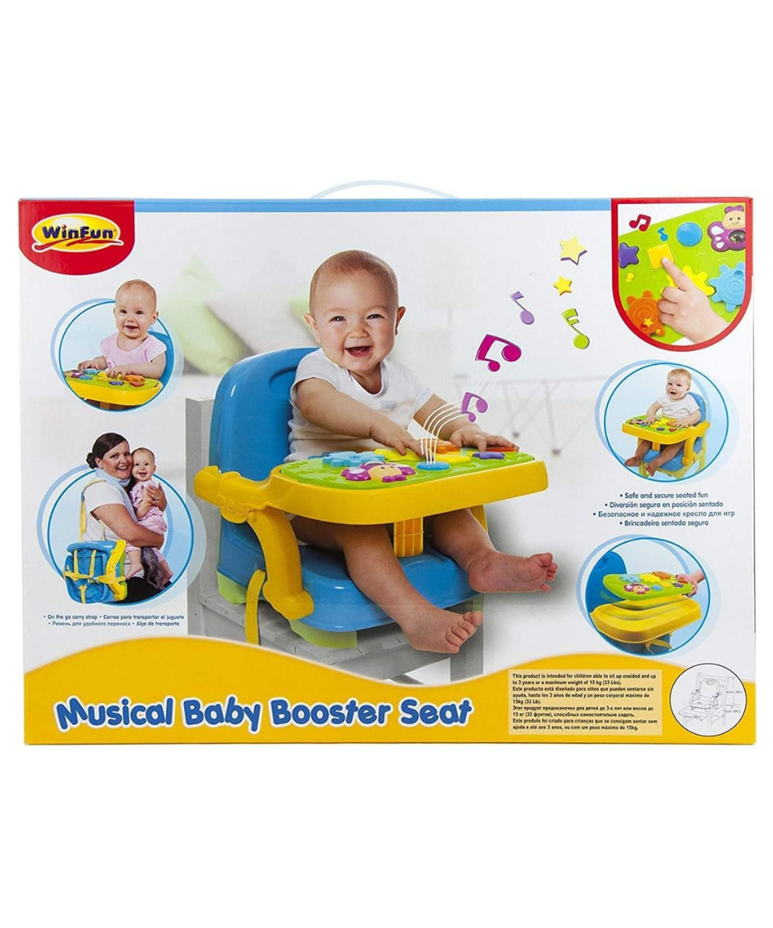 Winfun Musical Baby Booster Seat with Activity Tray, Light-Up Buttons, Gears & Melodies | Portable High Chair for Toddlers 6–36 Months