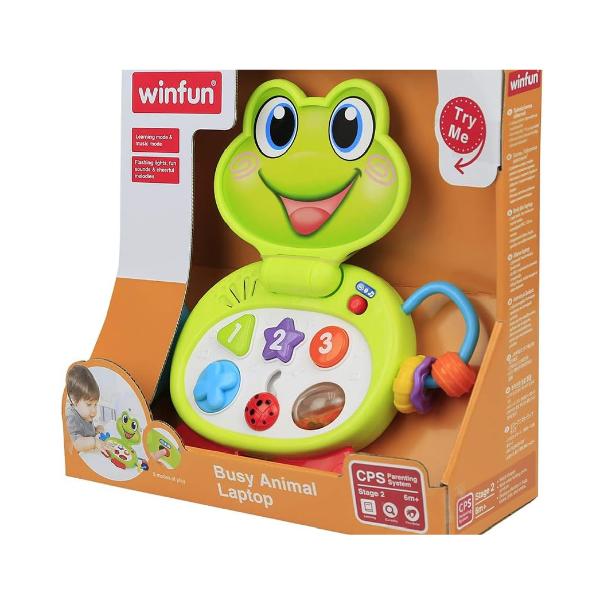 Winfun Froggy Busy Animal Laptop Toy Interactive Learning Laptop for Toddlers 6M+