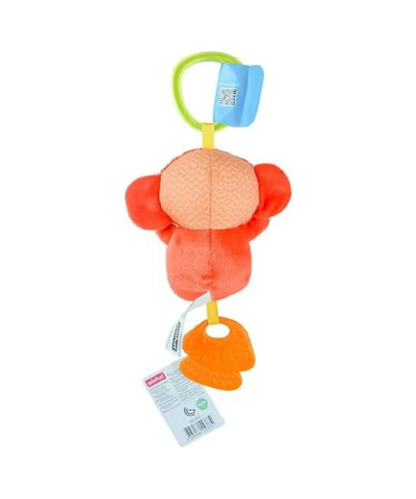 Winfun Chime and Teething Lil’ Monkey Baby Toy, Soft Hanging Rattle and Teether for Crib Stroller Car Seat, Soothes Teething & Encourages Sensory Exploration, 0+ Months