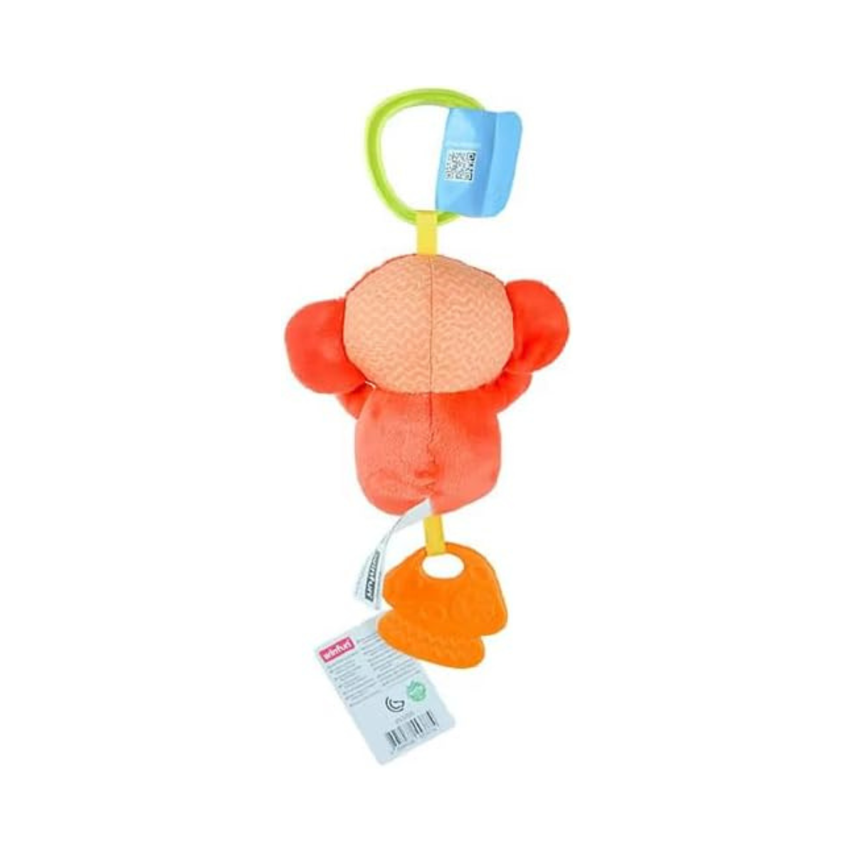 Winfun Chime and Teething Lil’ Monkey Baby Toy, Soft Hanging Rattle and Teether for Crib Stroller Car Seat, Soothes Teething & Encourages Sensory Exploration, 0+ Months