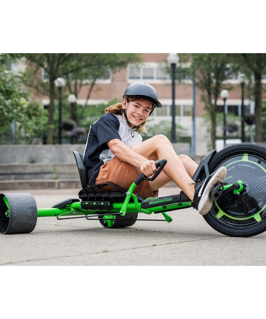 Huffy Green Machine Drift Trike, 20 Inch Pedal Powered Ride On with LED Lights, Dual Steering Levers and Adjustable Seat, Outdoor Drift Trike for Kids 8Y+