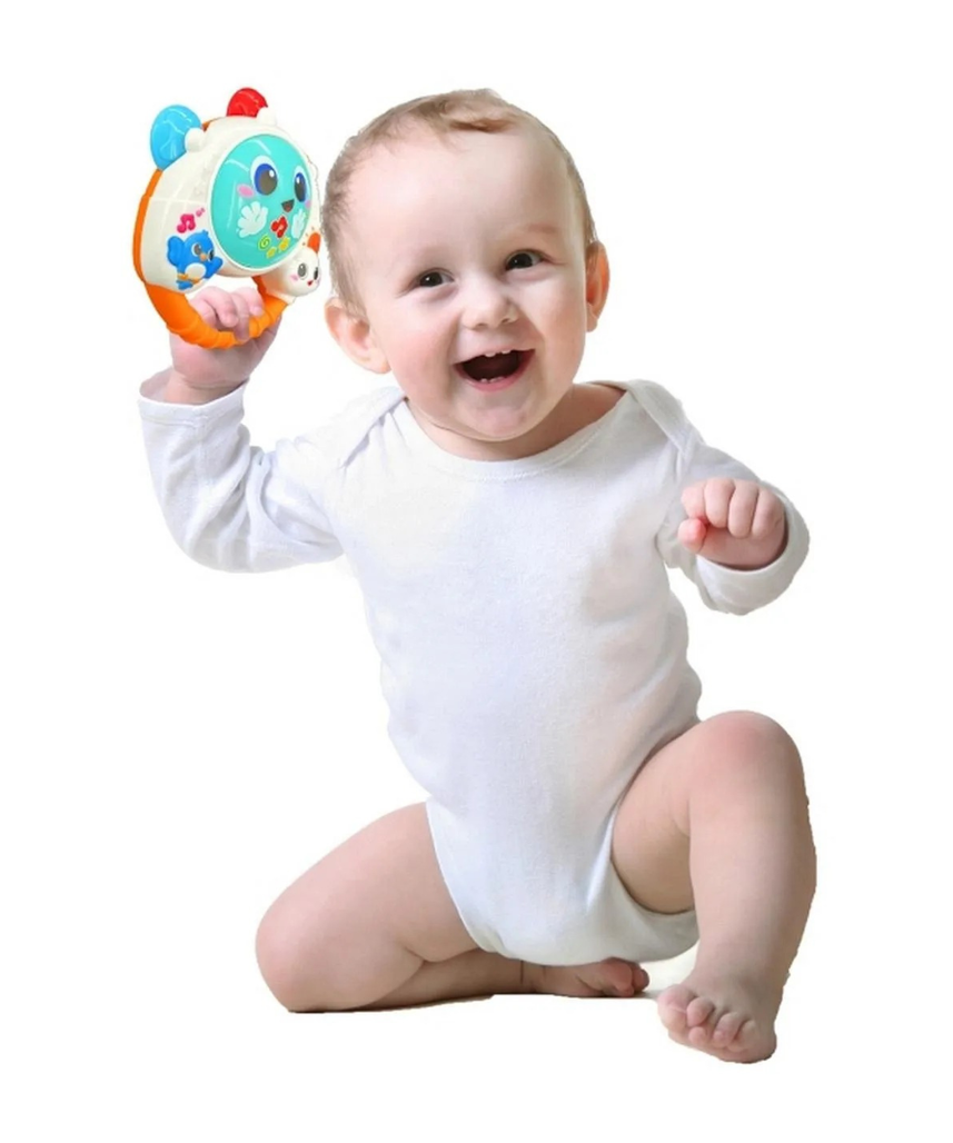 Winfun Baby Shaker Tambourine Interactive Toy, Music and Light, Easy-Grasp, for Babies and Toddlers, Ages 6–24 Months