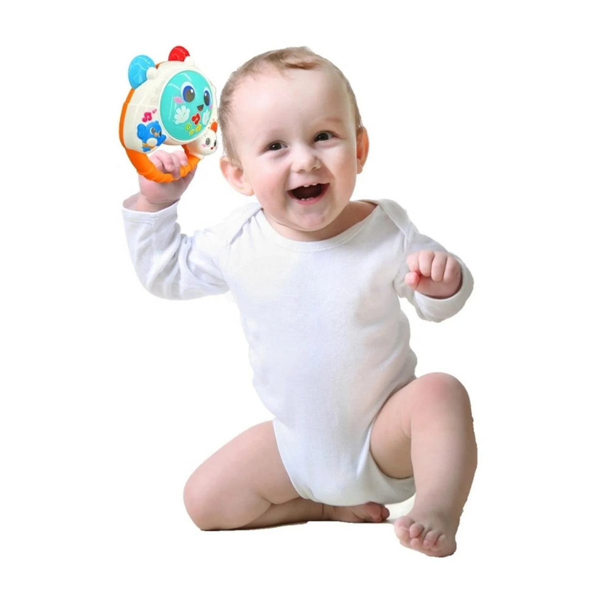 Winfun Baby Shaker Tambourine Interactive Toy, Music and Light, Easy-Grasp, for Babies and Toddlers, Ages 6–24 Months