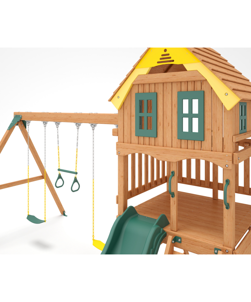 Sunny Sling Swing Set – Kiddoro Wooden Outdoor Playset (Ages 2–12 Years)