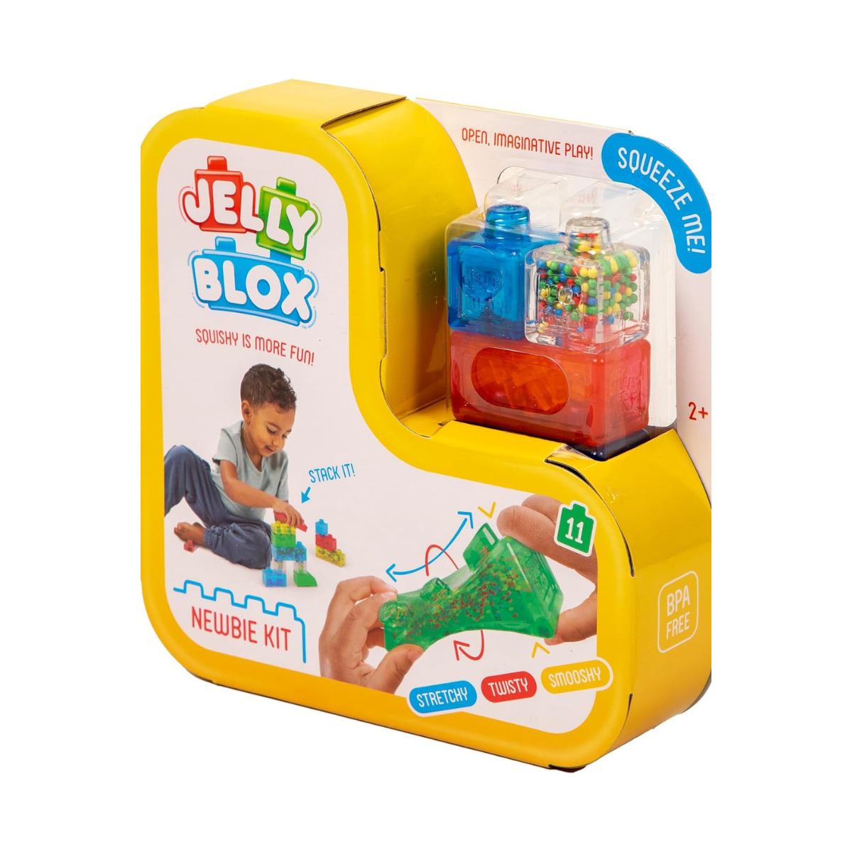 Goliath Jelly Blox Newbie Kit 12 Pieces, Soft Sensory Building Blocks for Toddlers, Squishy Stretchable Educational Toys, Mixed Colors, Developmental Fine Motor Playset, Ages 2+