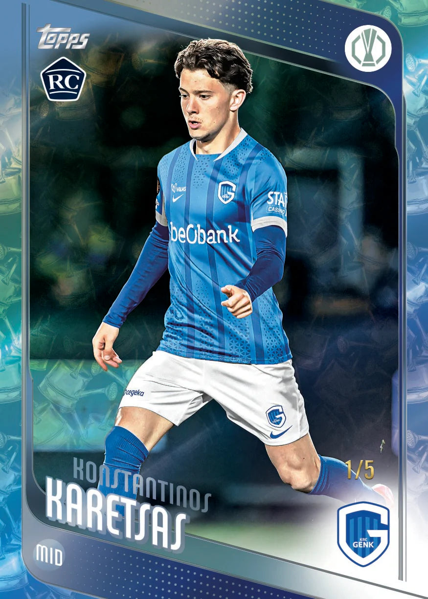 Topps UEFA Club Competitions 2025 2026 Spring Tin Trading Cards Assorted, 59 Cards Pack with 3 Holiday Parallels, Official Soccer Collectible Hobby Tin, Random Design, Age 6+