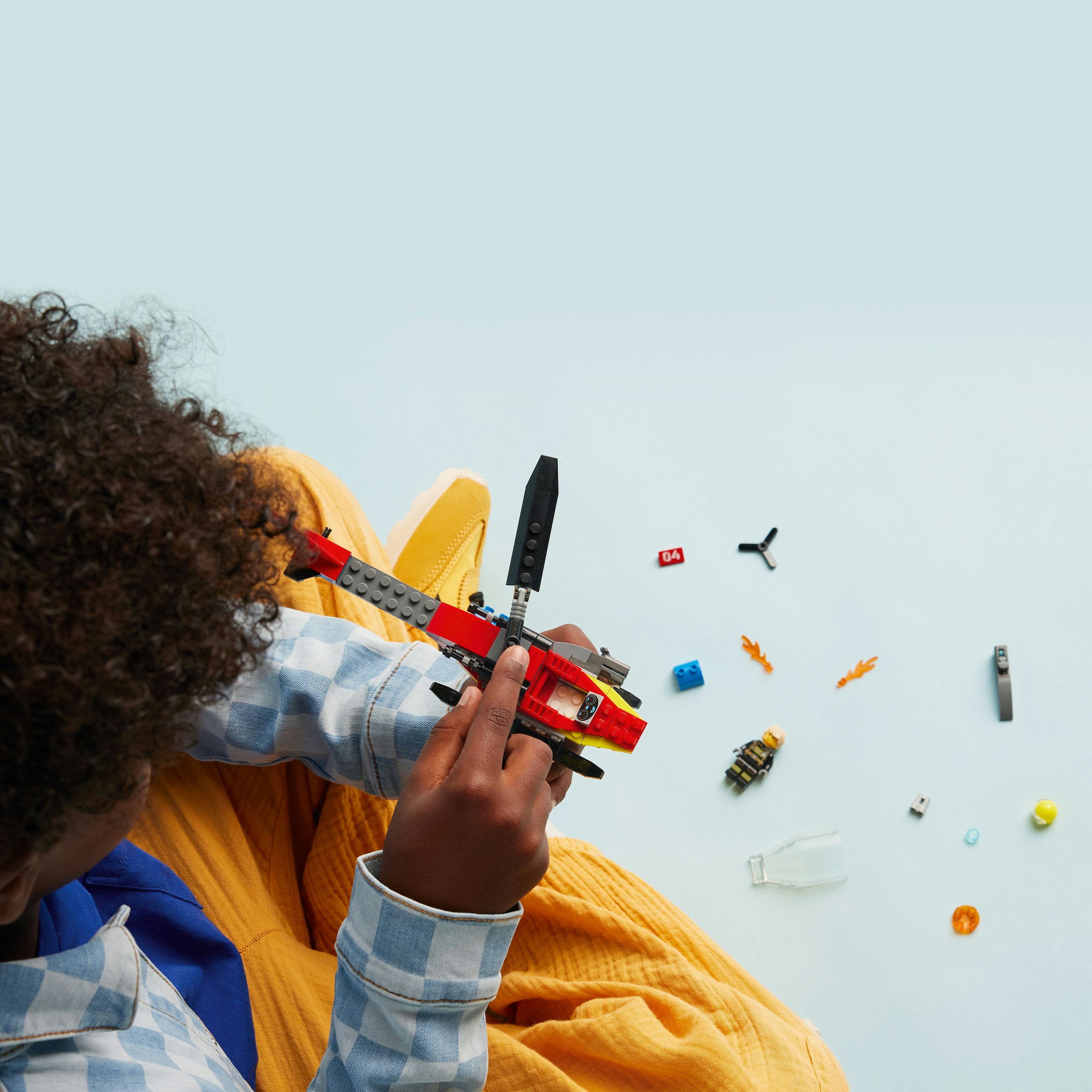 LEGO City Fire Rescue Helicopter Building Set, incl. Firefighter Pilot Minifigure, Vehicle Toy for 5+ Year Old Boys, Girls & Imaginative Play, 60411