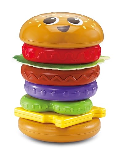 VTech Baby Build-a-Burger – Stacking & Sorting Toy with 6 Food Pieces, Shape Matching, Spinning & Color Play | for Babies 18–24 Months+