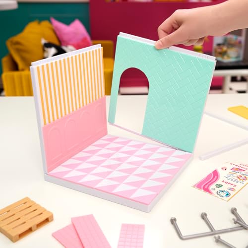 MGA’s Miniverse Make It Mini Spaces Starter Pack Pink, Buildable Custom Scene with Panels, Floor, Furniture, Wallpaper, Surprise Ingredients, NFC Card & Display, Ice Cream & Pizza Shop Themes- 566212