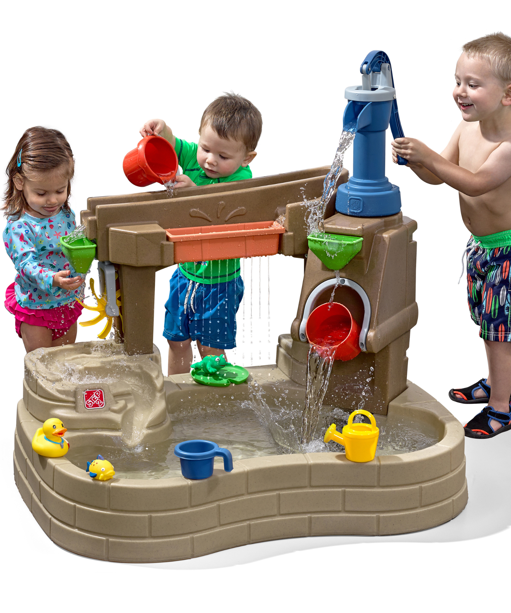 Step2 Pump & Splash Discovery Pond, Indoor and Outdoor Water Table and Sensory Playset Rain Shower Wall, 10 Piece Accessories Set, Backyard Activity Centre,  Suitable for Boys and Girls Aged 2+