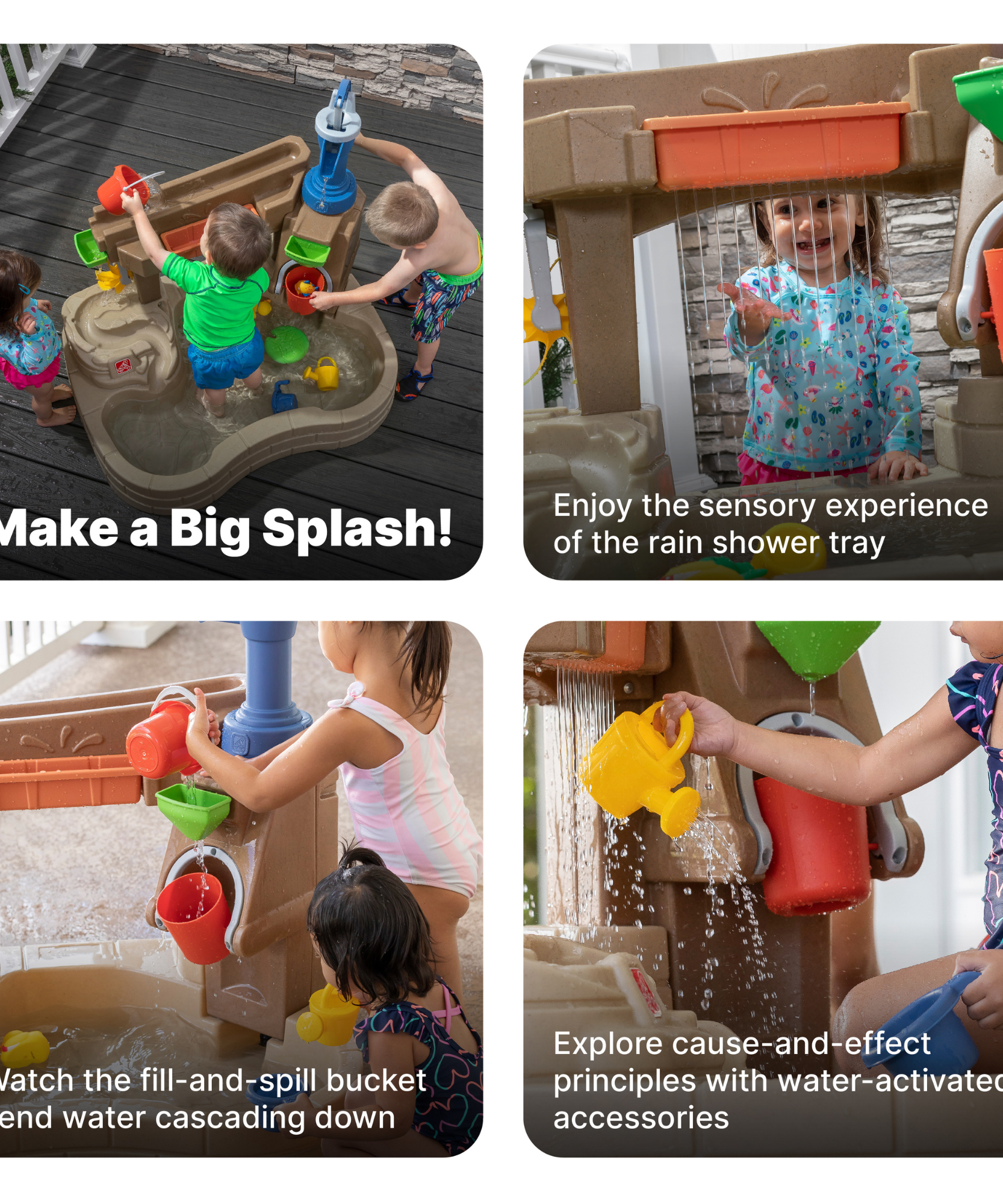 Step2 Pump & Splash Discovery Pond, Indoor and Outdoor Water Table and Sensory Playset Rain Shower Wall, 10 Piece Accessories Set, Backyard Activity Centre,  Suitable for Boys and Girls Aged 2+