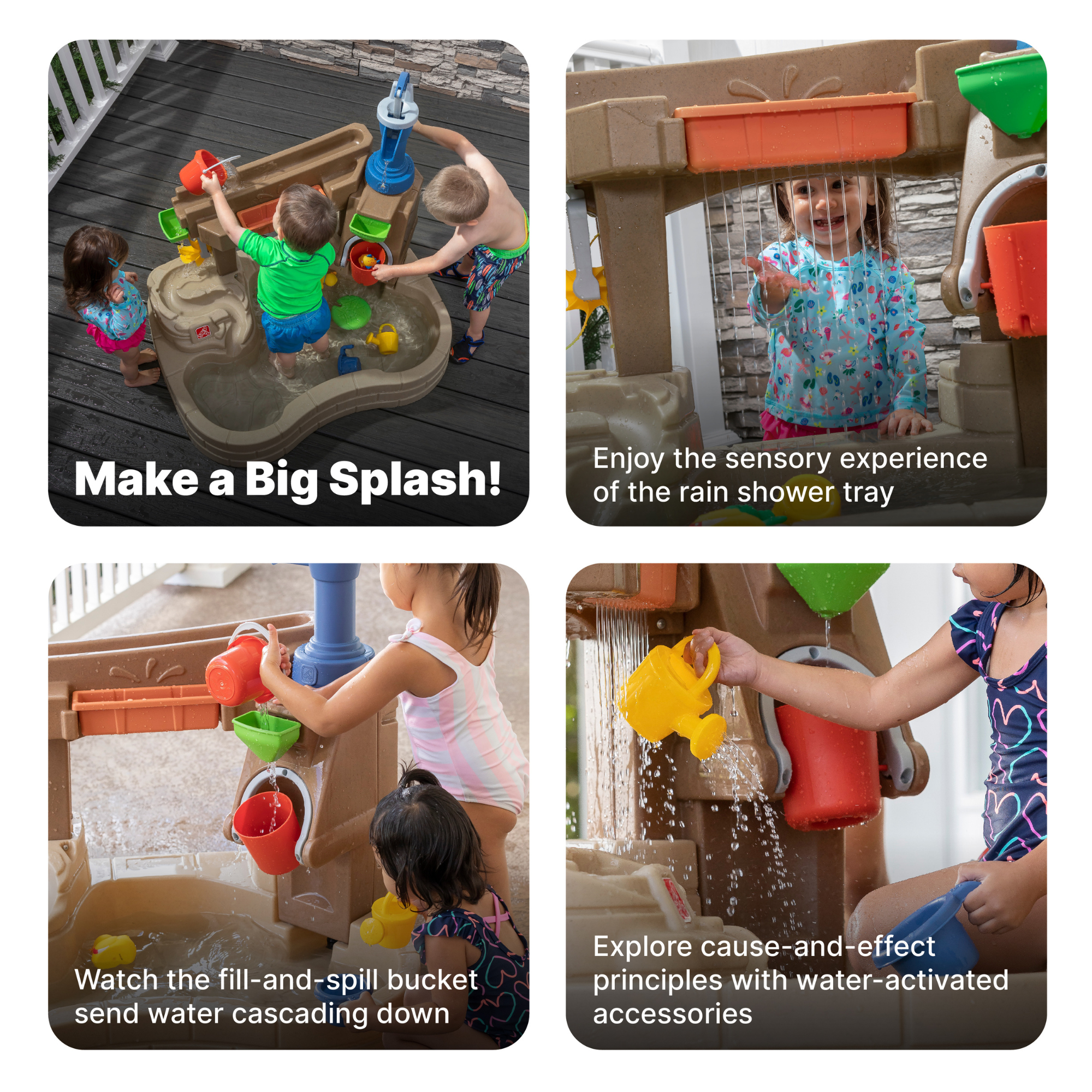 Step2 Pump & Splash Discovery Pond, Indoor and Outdoor Water Table and Sensory Playset Rain Shower Wall, 10 Piece Accessories Set, Backyard Activity Centre,  Suitable for Boys and Girls Aged 2+