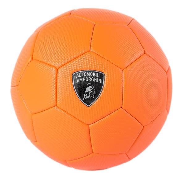 Lamborghini No.5 PVC Soccer Ball, Size 5, Durable Orange Football, Machine-Stitched, Kids & Teens, Ages 6+