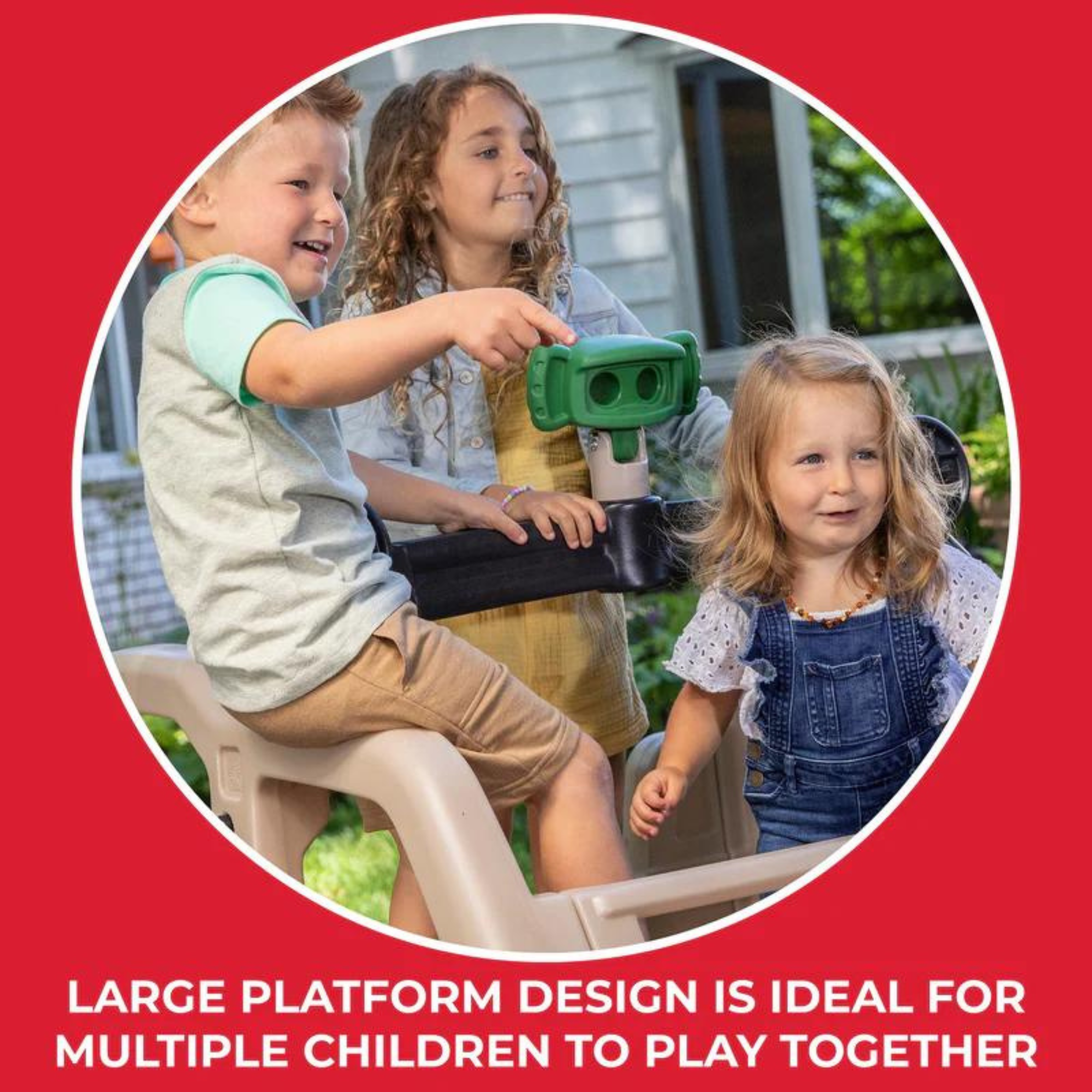 شاحنة تسلق سفاري من ستيب 2، لعبة تسلق سهلة التركيب في الفناء الخلفي مع منزلق، سعة وزن 82 كجم، لعبة صالة ألعاب رياضية خارجية مع عجلة قيادة، جدار تسلق ومنظار، للأطفال من سن سنتين فما فوق