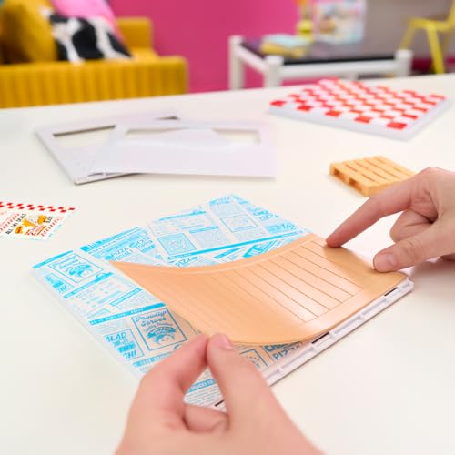 MGA’s Miniverse Make It Mini Spaces Starter Pack Red, Buildable Custom Scene with Wall Panels, Floor, Furniture, Wallpaper, Surprise Ingredients & NFC Card, Ice Cream & Pizza Shop Themes- 566069