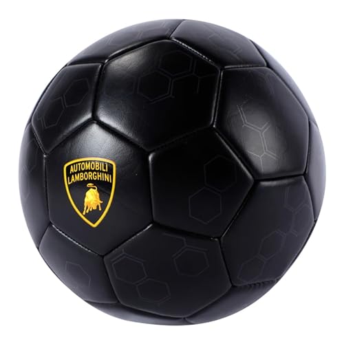 Lamborghini Size 5 Soccer Ball B552, Premium Training Football, Black Design, Match Day Play, Kids & Teens, Ages 6+