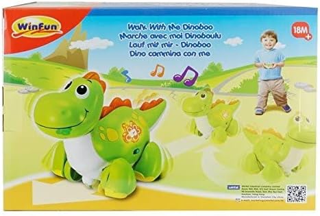 Winfun Walk with Me Dinoboo, Light-Up Musical Dino Walker with Sounds + Pull-Along Activity Toy for Toddlers 18M+ , Interactive Dinosaur Toy with Lights Music and Learning Fun