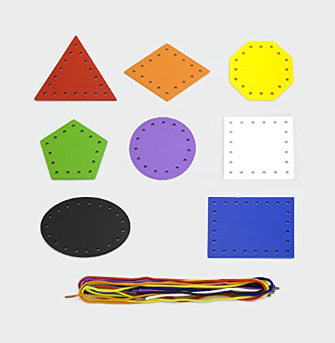 VIGA Lace and Trace Shapes, Wooden Educational Toy for Kids, Fine Motor Skills Development, Ages 3