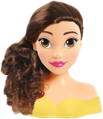 Just Play Disney Beauty and The Beast Belle Mini Styling Head Doll, Girls Pretend Play Hair Styling Toy Set with Brush, Kids Toys Age 3+