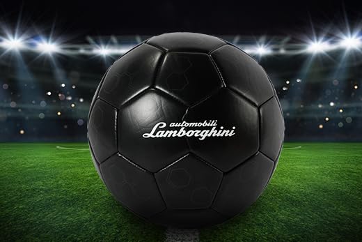 Lamborghini Size 5 Soccer Ball B552, Premium Training Football, Black Design, Match Day Play, Kids & Teens, Ages 6+