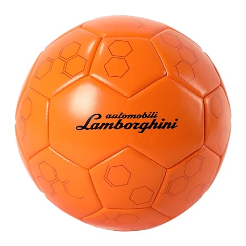 Lamborghini Size 5 PVC Soccer Ball, White Football with Signature Logo, Durable Training Ball, Outdoor Play, Kids & Teens, Ages 6+