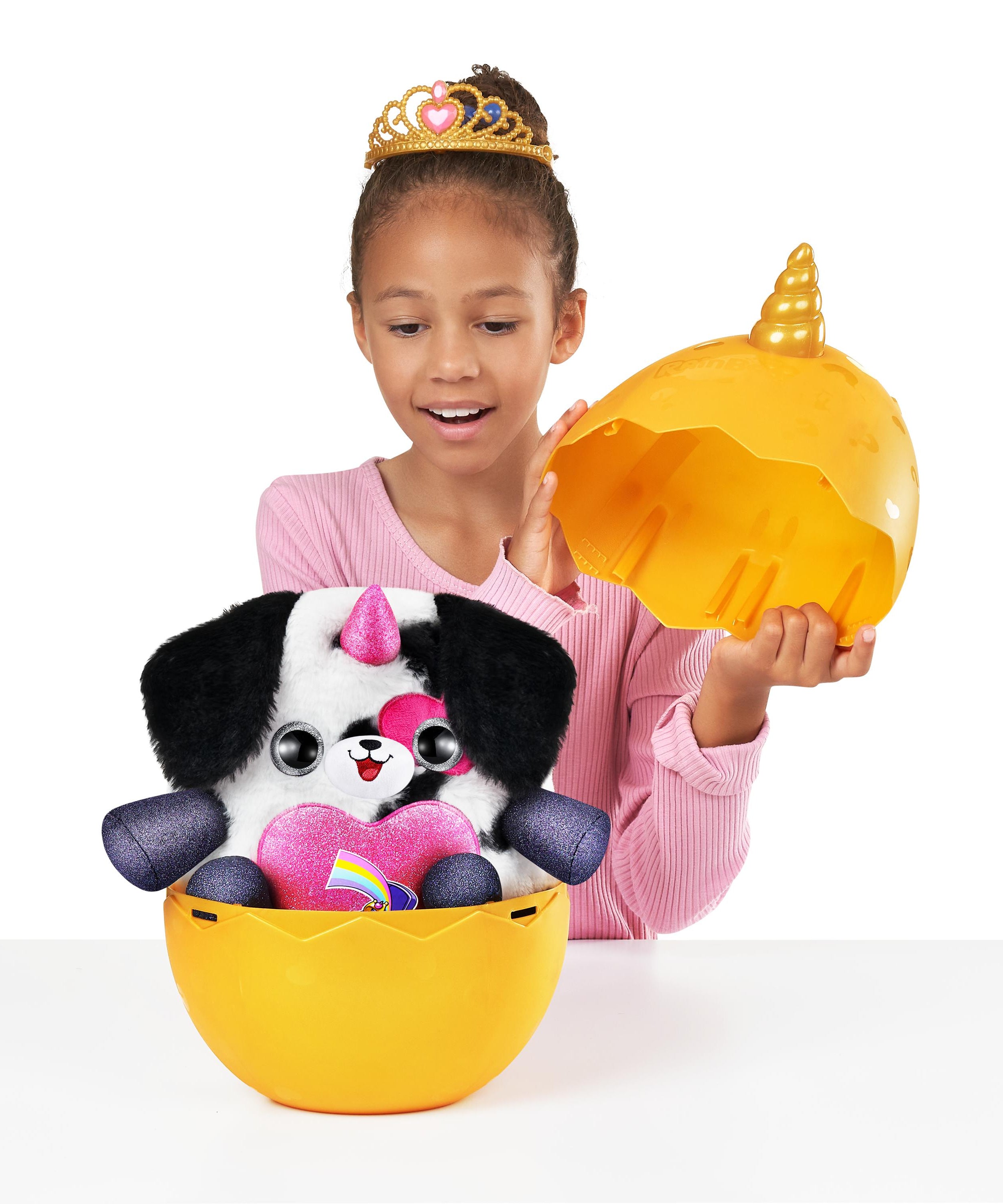 Rainbocorns Fairycorn Princess Surprise (Puppy) 11" Collectible Plush Toy with 35+ Surprises, Fairy Wings, Tiara, Wand, Boo-Boocorn, and Surprise Egg, Soft Toy for Girls Ages 3+