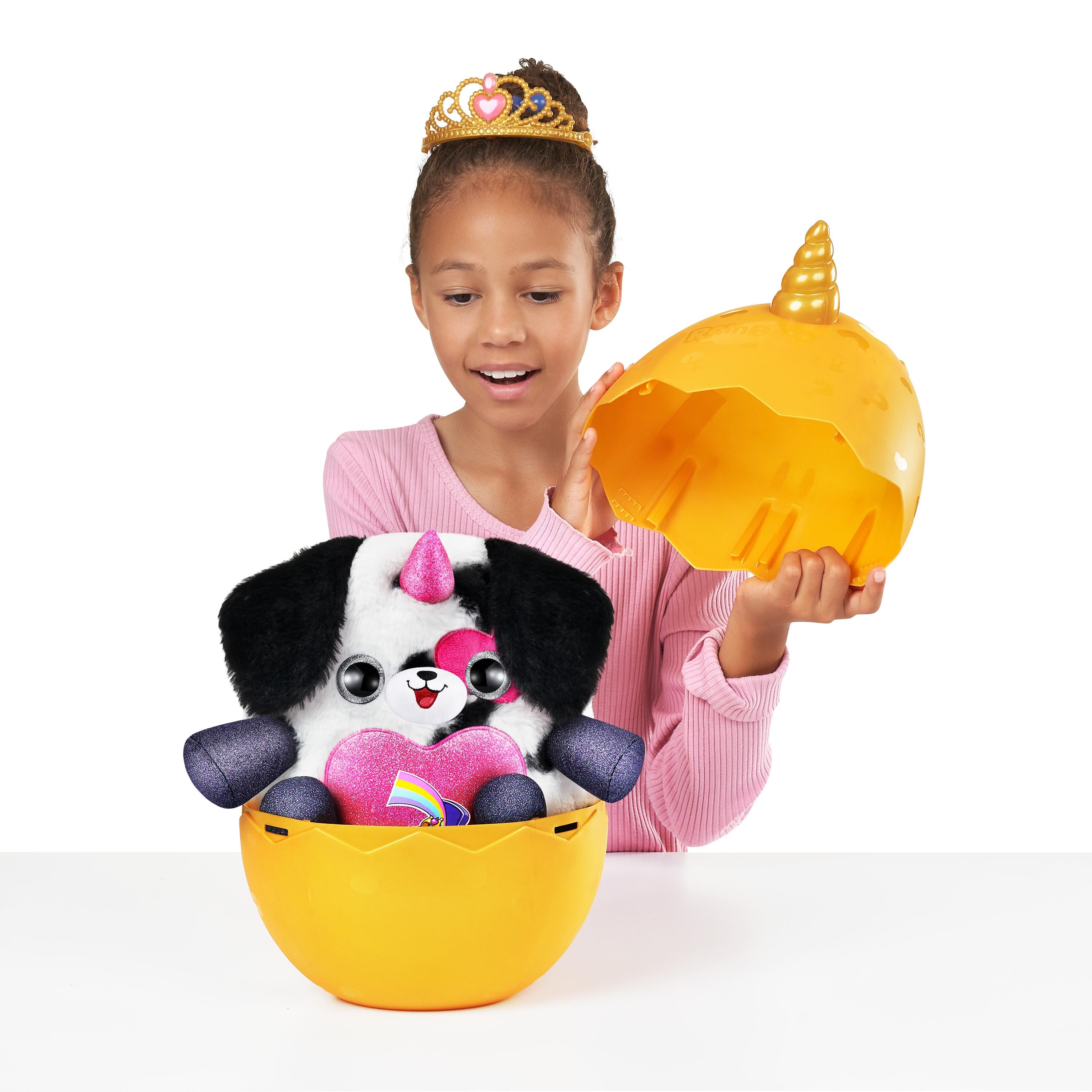 Rainbocorns Fairycorn Princess Surprise (Puppy) 11" Collectible Plush Toy with 35+ Surprises, Fairy Wings, Tiara, Wand, Boo-Boocorn, and Surprise Egg, Soft Toy for Girls Ages 3+