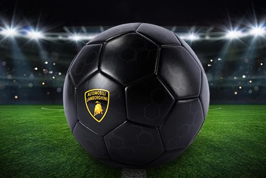Lamborghini Size 5 Soccer Ball B552, Premium Training Football, Black Design, Match Day Play, Kids & Teens, Ages 6+