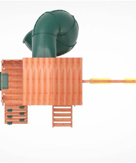 Kiddoro Little Heroes HQ Wooden Swing Set with Double Slides, Tube Slide & Climbing Wall for Kids 3+ Years