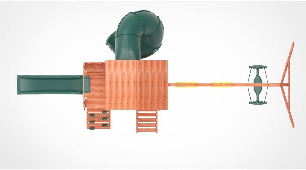 Kiddoro Little Heroes HQ Wooden Swing Set with Double Slides, Tube Slide & Climbing Wall for Kids 3+ Years